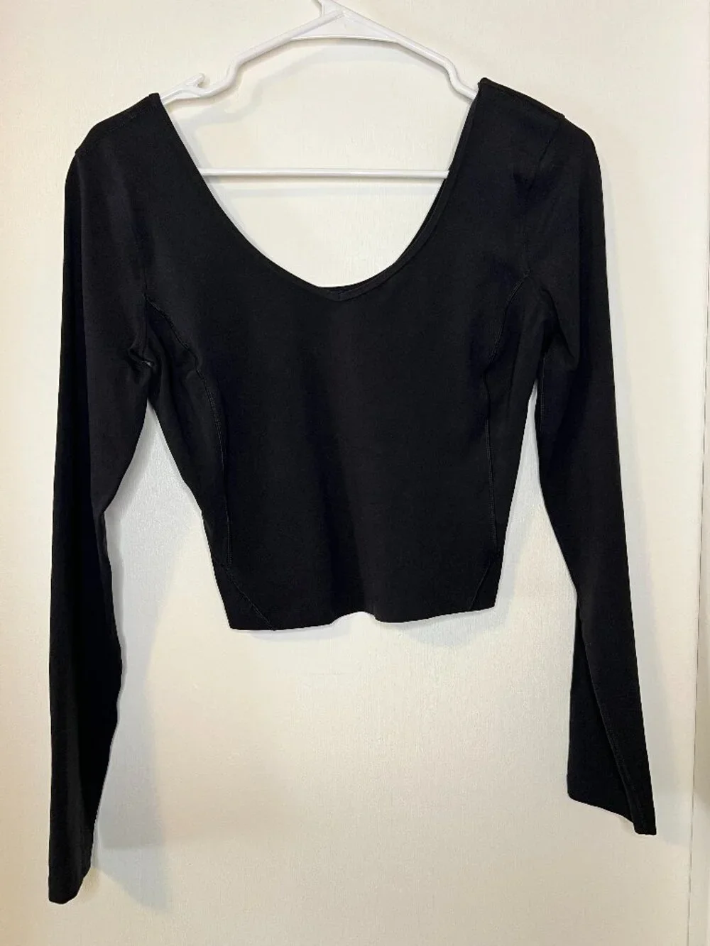Lululemon Align Long Sleeve Crop Top Black Scoop Neck Yoga Size 6